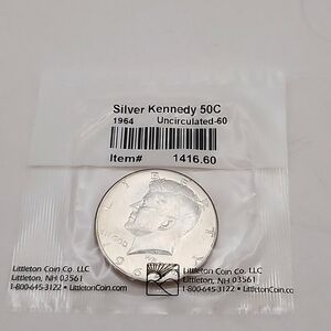 1964 Kennedy Silver Half Dollar Uncirculated - 60 NWT